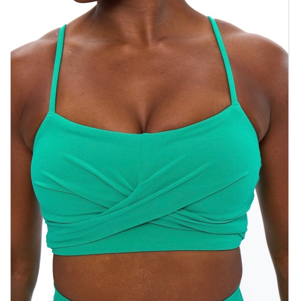 Buffbunny Collection Women Ivy Green Wrap Front Strappy Back Sports Bra Medium
